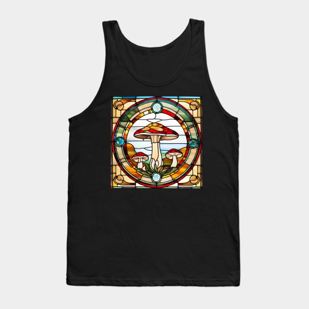 Cream Mushroom Trio Stained Glass Tank Top by Xie